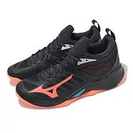 Mizuno 排球鞋 Wave Dimension 男鞋 黑 橘 襪套 緩衝 室內運動 羽排鞋 美津濃 V1GA2240-06 27cm BLACK/ORANGE