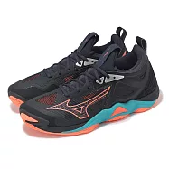 Mizuno 排球鞋 Wave Momentum 3 男鞋 黑橘 緩衝 抓地 室內運動 羽排鞋 美津濃 V1GA2312-06 28cm BLACK/ORANGE/BLUE