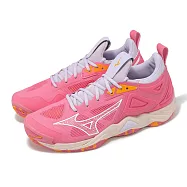 Mizuno 排球鞋 Wave Momentum 3 男鞋 粉橘 紫 緩衝 抓地 室內運動 羽排鞋 美津濃 V1GA2312-31 28cm PINK/PURPLE/ORANGE