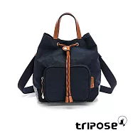 tripose 漫遊系列岩紋手提斜背水桶包 沉靜藍
