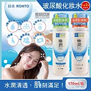 (2瓶任選超值組)日本ROHTO樂敦-HADALABO肌研極潤4重玻尿酸潤澤化妝水170ml/白瓶(臉部精華護膚水,肌底調理爽膚露,油水平衡前導液,洗臉後妝前濕敷保養) 清爽型(綠標)*2瓶