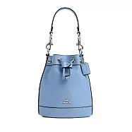 COACH 素面皮革迷你水桶包-淺藍