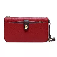 COACH 素面皮革斜背包-紅