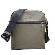 COACH 荔枝紋素面皮革斜背包-軍綠