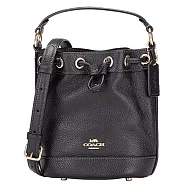 COACH 素面皮革水桶包-黑