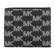 MICHAEL KORS 滿版LOGO緹花短夾-黑灰