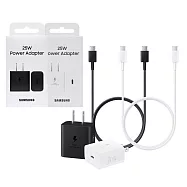 Samsung 三星 原廠T2510 25W新款盒裝快充頭 + 三星製造 雙Type C線組 (適用S25 S24系列) 黑色