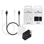 Samsung三星 新款25W快充組-支援S25 S24系列 (內含原廠T2510盒裝旅充頭+三星製造雙Type C線) 白色