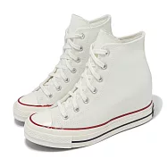 Converse 休閒鞋 Chuck 70 Wedge HI 女鞋 米白 1970 復古 奶油底 增高鞋墊 帆布鞋 A12562C 23cm BEIGE/BEIGE