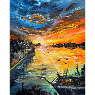 【玲廊滿藝】曾啟文-金色港灣40x30cm