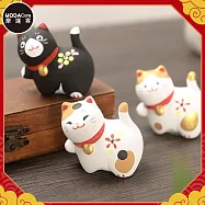 【摩達客】祈願招福-超萌三福逗貓迷你陶瓷開運擺飾三入組合