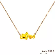 J&rsquo;code真愛密碼金飾 愛戀狐仙硬金墜子+玫瑰金色鋼項鍊-小