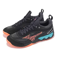 Mizuno 排球鞋 Wave Luminous 3 男鞋 黑 橘 緩衝 針織 室內運動 羽排鞋 美津濃 V1GA2420-06 27cm BLACK/ORANGE