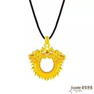 J&rsquo;code真愛密碼金飾 雙龍獻瑞硬金墜子 送白鋼項鍊