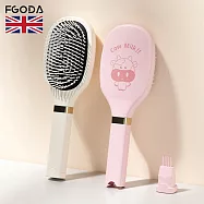 【英國FGODA】防打結氣墊按摩梳(附清潔刷)- 甜心粉(無磁吸款)