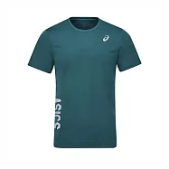 Asics 短袖上衣 [2011D407-300] 男 短袖上衣 T恤 運動上衣 跑步短袖 亞洲版型 綠
