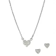 kate spade 愛心銀耳環項鍊組-銀