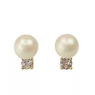 kate spade 珍珠白鑽耳環-金