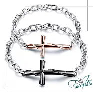 【伊飾童話】真愛十字架*鑲鑽鈦鋼情人男女手鍊