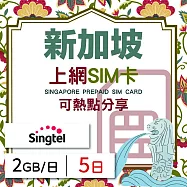 【無限全球通GLOBAL WiFi】新加坡上網SIM卡 5日方案 每日2GB降速吃到飽 新加坡網卡 4G高速上網SIM卡