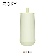 【WOKY 沃廚】輕芯鈦瓷易潔層吸管保溫杯600ml 若葉綠