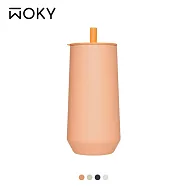 【WOKY 沃廚】輕芯鈦瓷易潔層吸管保溫杯600ml 夕映橘