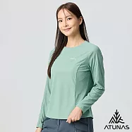 【ATUNAS 歐都納】女款POLARTEC POWER DRY吸濕排汗透氣快乾長袖T恤A1TSGZ02W- L 霧綠