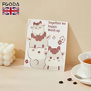 【英國FGODA】印花風木漿海綿清潔布/洗碗海綿-3入- 親子時光