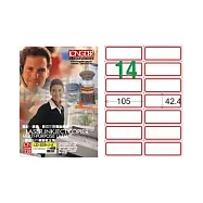 【龍德】LONGDER 三用電腦標籤 A4 14格 42.4*105mm 紅框105張 3盒/組 LD-809-J-A(適用雷射、噴墨、影印)