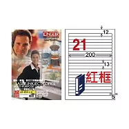 【龍德】LONGDER 三用電腦標籤 A4 21格 13*200mm紅框1000張/箱 LD-855-J-B(適用雷射、噴墨、影印)