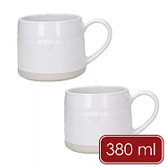 《Mikasa》Farmhouse石陶馬克杯2入 | 水杯 茶杯 咖啡杯 - 愛心浮雕380ml