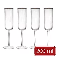 《Mikasa》Sorrento金邊水晶玻璃香檳杯4入(豎紋200ml) | 調酒杯 雞尾酒杯 氣泡酒杯