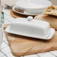 《Mikasa》Chalk附蓋長方白瓷奶油盤 | 點心盤 起司盤 輕食盤