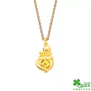 幸運草金飾 金蛇接財黃金/水晶墜子 送玫瑰鋼項鍊