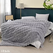義大利La Belle《凱爾尼斯》加大輕奢極柔仿兔毛雙人毯200*230CM-灰