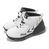 Fila 籃球鞋 B422Z 中大童 女鞋 白 黑 運動鞋 魔鬼氈 氣墊 斐樂 3B422Z100 19cm WHITE/BLACK