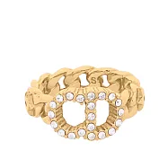 DIOR Clair D Lune 水晶標誌及鎖鏈設計戒指_展示品 (金色)