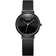 JULIUS 聚利時 淬鍊風華 米蘭凸面金屬盤腕錶 JA-426(30mm) 質感黑