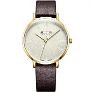 JULIUS 聚利時 再一次初戀 皮革百搭文青腕錶 JA-953(四色/36mm) 淺金X深咖