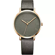 JULIUS 聚利時 再一次初戀 皮革百搭文青腕錶 JA-953(四色/36mm) 墨綠X深灰