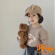 【iSFun】時尚復古 兒童百搭貝雷帽畫家鴨舌帽/卡其色