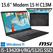 msi微星 Modern 15 H C13M-266TW 15.6吋 商務筆電 (i5-13420H/8G/512G SSD/Win11/黑色)