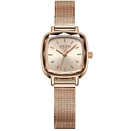 JULIUS 聚利時 皮諾可 米蘭切割鏡面方形腕錶 JA-1148(五色/22mm) 玫瑰金