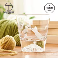 【日本田島硝子】日本製富士山雕花威士忌杯-貓與蝶