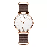 JULIUS 聚利時 邱比特的祝福 簡約尼龍錶帶腕錶 大小款 JA-1245(四色/38X51mm、34X38mm) 大款-可可咖