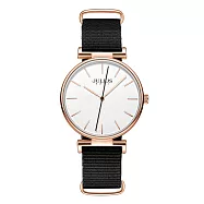 JULIUS 聚利時 邱比特的祝福 簡約尼龍錶帶腕錶 大小款 JA-1245(四色/38X51mm、34X38mm) 大款-黑色