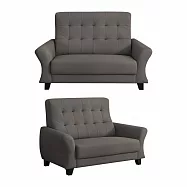 IDEA-德斐典雅高背貓抓皮雙人沙發/2色可選(運費另計) 深灰色