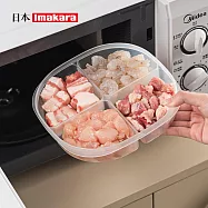 【日本Imakara】可微波冷凍分隔保鮮盒/備餐備菜盒(小款4格)-3入