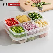 【日本Imakara】可微波冷凍分隔保鮮盒/備餐備菜盒(大款6格)-3入