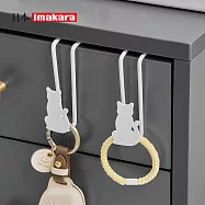 【日本Imakara】免鑽釘貓咪造型門後萬用掛鉤(2個/包)-3包組